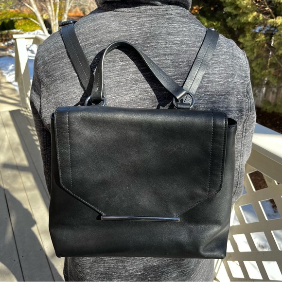 Halston Heritage Handbags - Halston Heritage Flap Black Bag Small Backpack Women